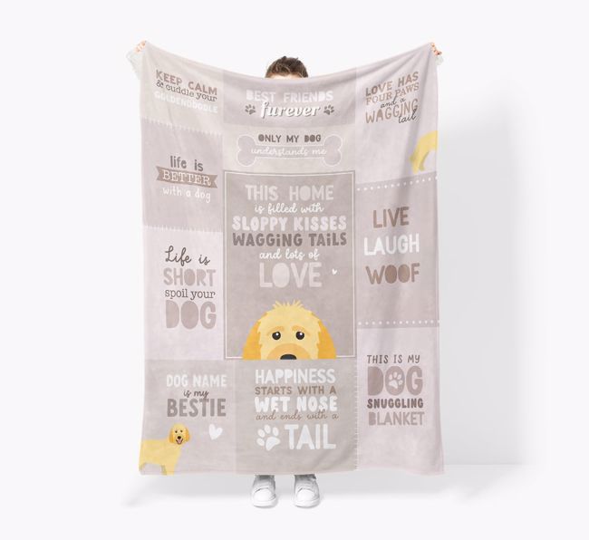 Patchwork Quotes: Personalized {breedFullName} Premium Sherpa Fleece Blanket